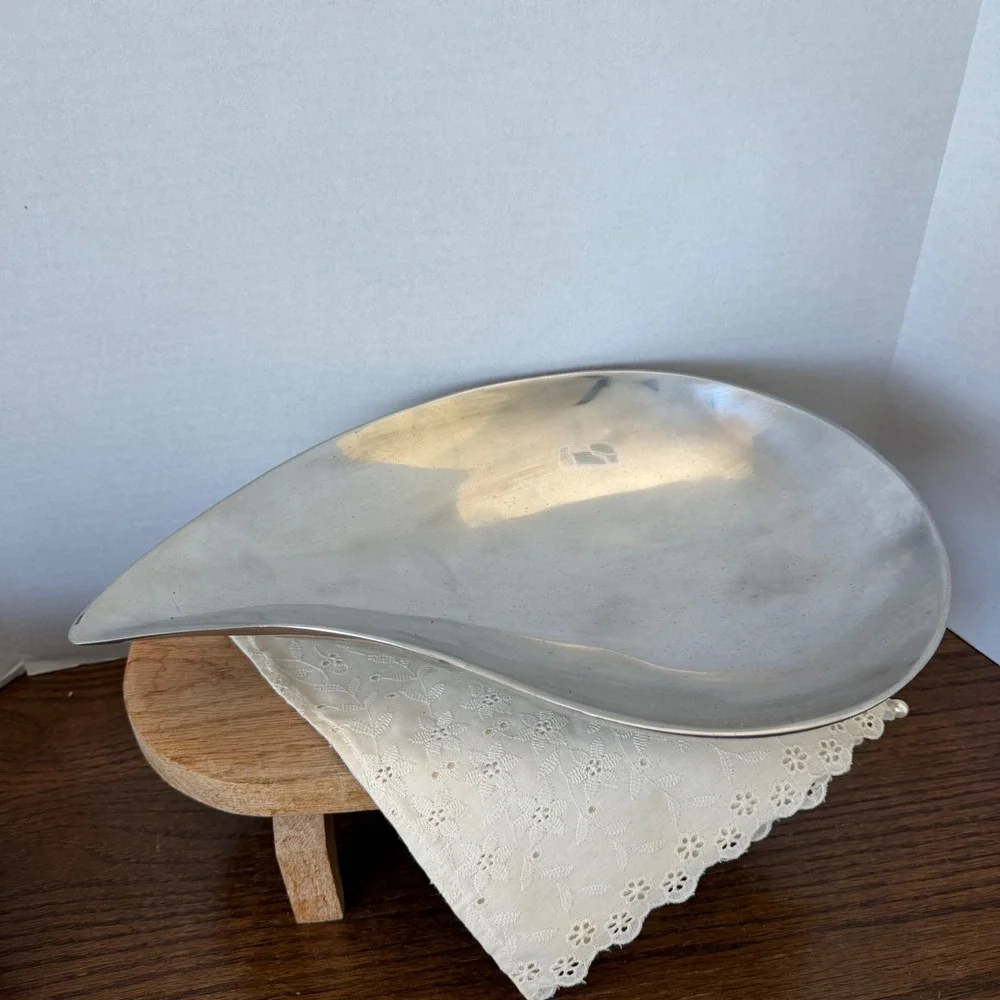 Towle Pintel‎ Collection Aluminum Leaf Bowl Mid Century Modern Silver Dish 13x9